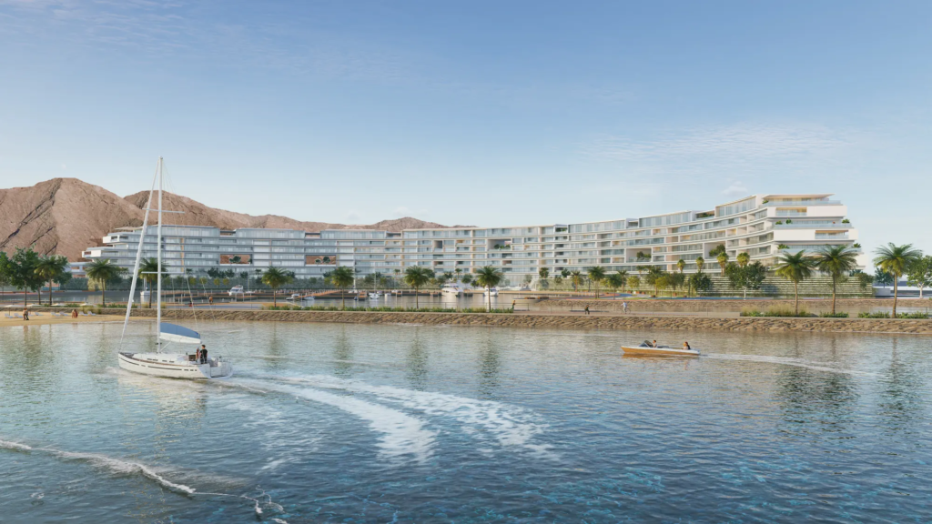 The Arc residences seen from the marina at The Sustainable City – Yiti