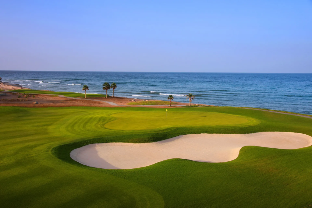 Jebel Sifah golf course next to the sea, Oman